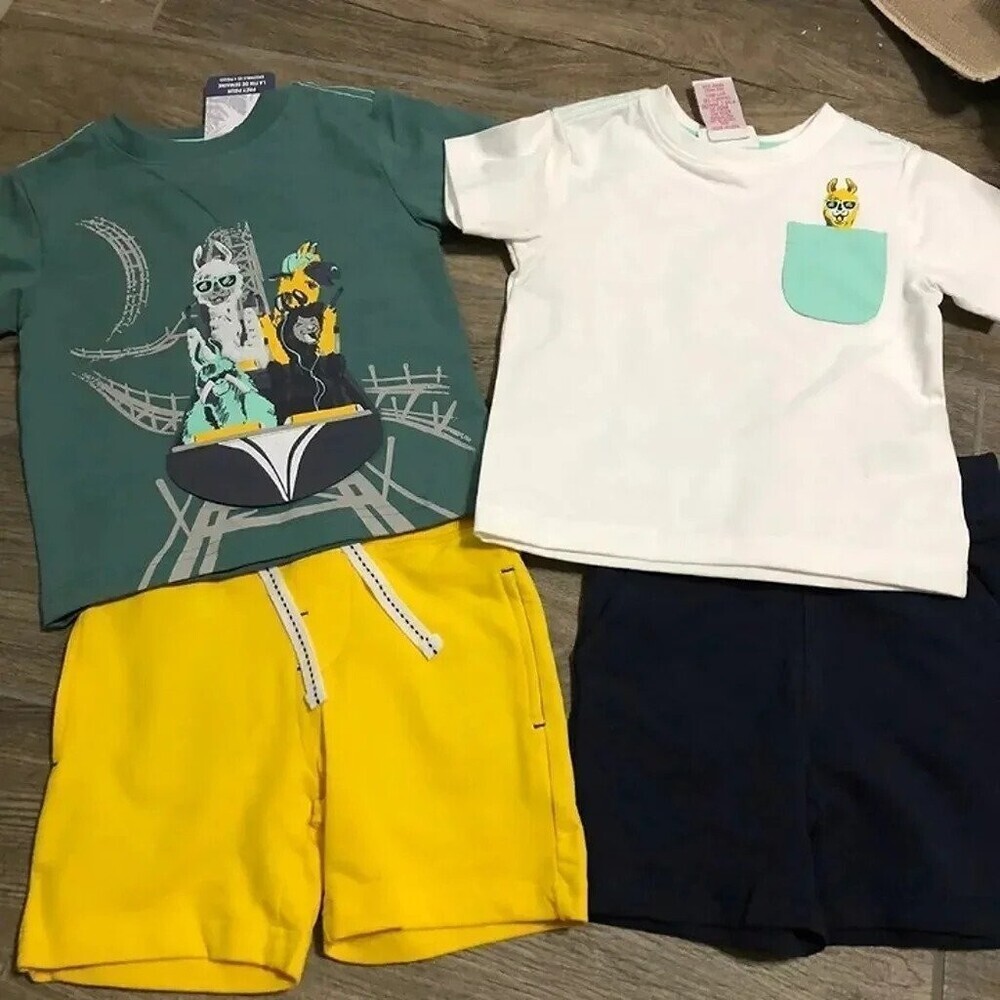 NWT tommy bahama 12m boy 4pc set llama shorts tees summer casual travel